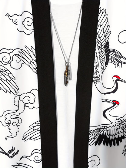 Men Casual Kimonos Japanese Style Letter Print Haori Yukata Cardigan Summer Women Harajuku Loose Fit Open Front Shirts