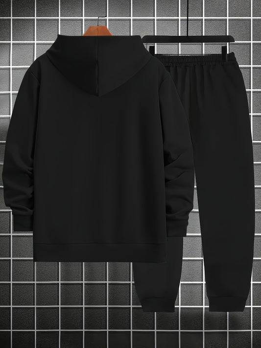Men’s Japanese Print Hoodie & Jogger Set — Long-Sleeve Tracksuit with Pockets