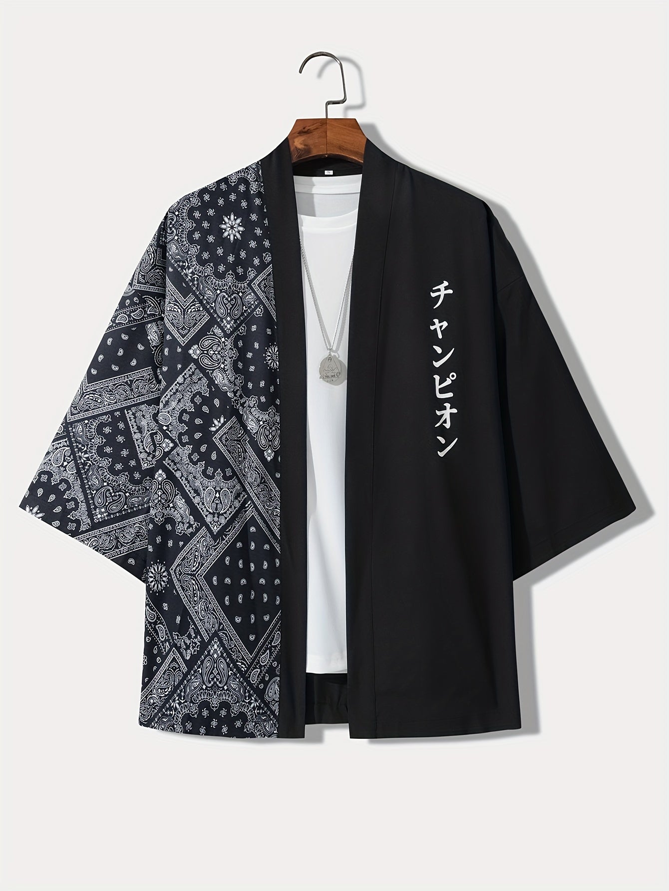 Men Casual Kimonos Japanese Style Letter Print Haori Yukata Cardigan Summer Women Harajuku Loose Fit Open Front Shirts