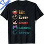 Eat Sleep Anime Gaming Repeat  Anime Manga Custom Printed Graphic T Shirts