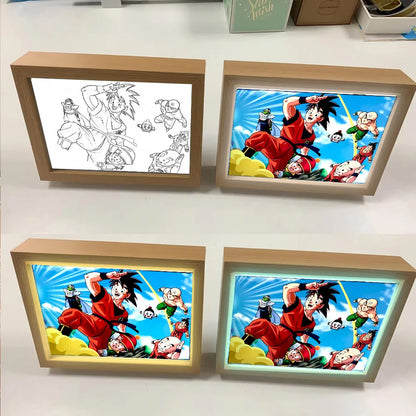 Dragon Ball Goku Vegeta Light Painting Photo Frame Led Night Painting Photo Frame