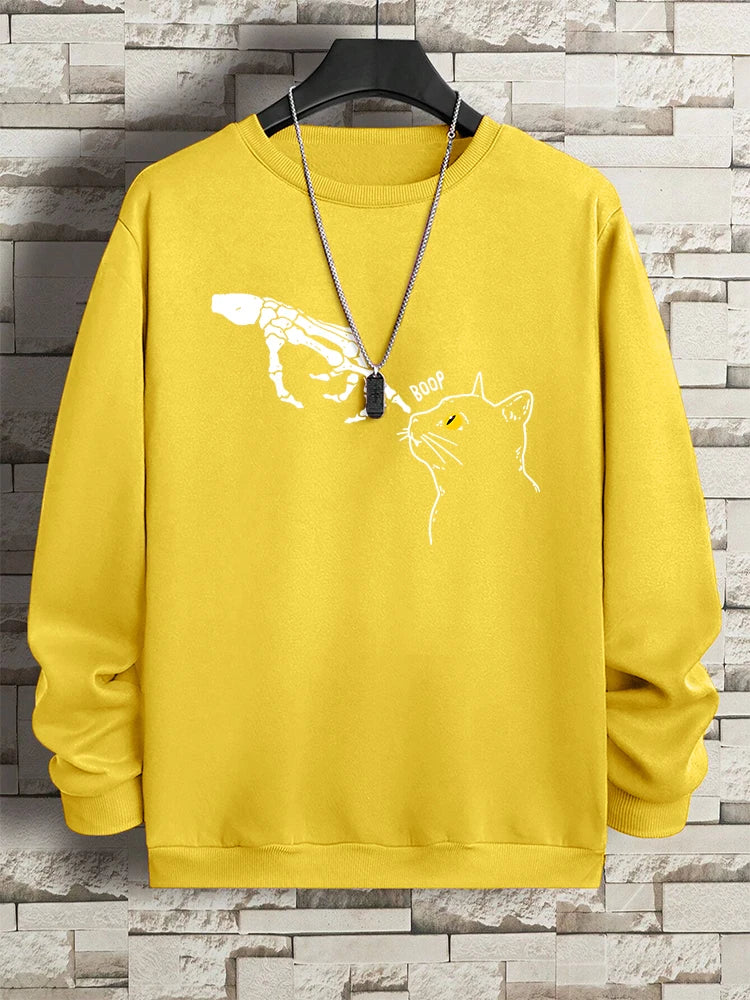 Funny Finger Cat Nose Boop Men Sweatshirt Autumn Fleece Fleece Hoody Hip Hop Soft Casual Oversized Clothing Fashion Hoodies