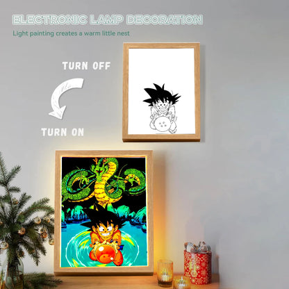 Dragon Ball Goku Vegeta Light Painting Photo Frame Led Night Painting Photo Frame