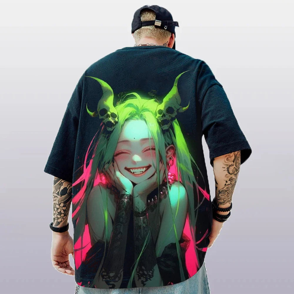 Summer Men's T-Shirt 3d Anime Character Print Short Sleeve T-Shirt For Men Loose Casual Tee Tops Oversized Trendy Male Clothing