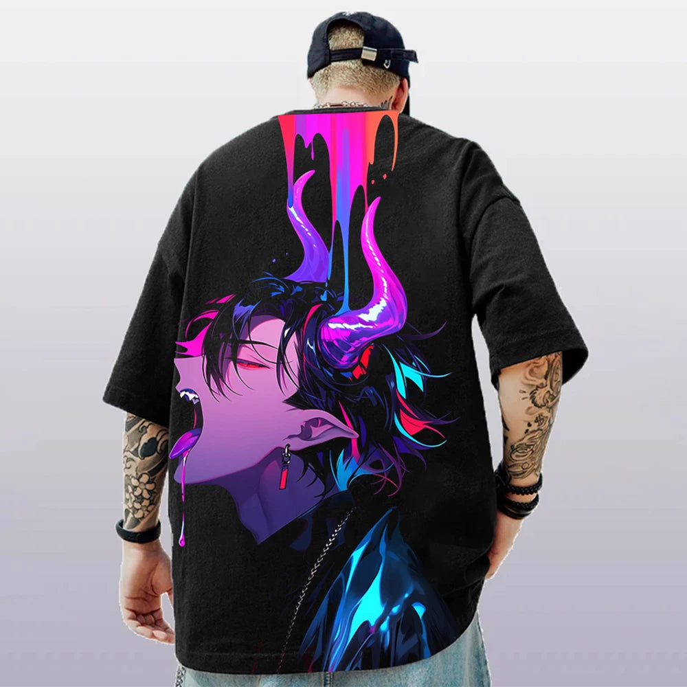 Summer Men's T-Shirt 3d Anime Character Print Short Sleeve T-Shirt For Men Loose Casual Tee Tops Oversized Trendy Male Clothing