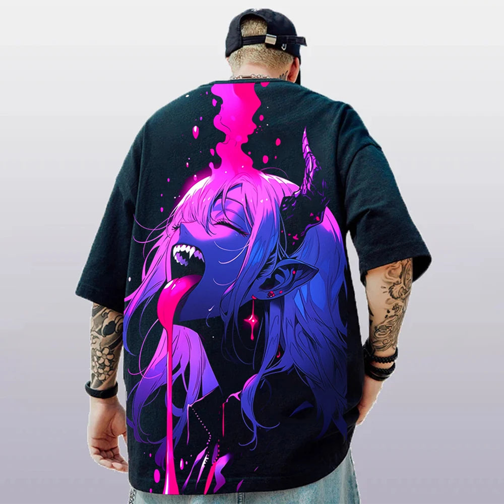 Summer Men's T-Shirt 3d Anime Character Print Short Sleeve T-Shirt For Men Loose Casual Tee Tops Oversized Trendy Male Clothing