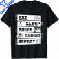 Eat Sleep Anime Gaming Repeat  Anime Manga Custom Printed Graphic T Shirts