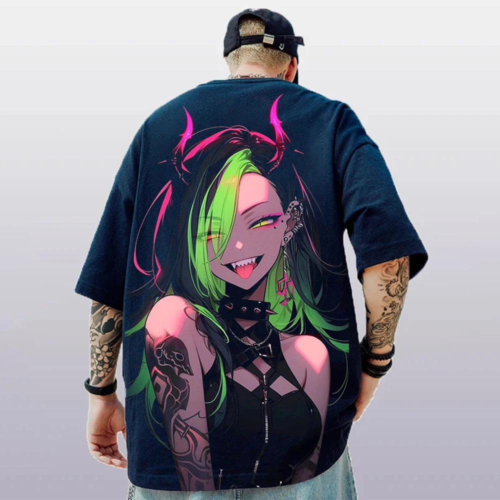 Summer Men's T-Shirt 3d Anime Character Print Short Sleeve T-Shirt For Men Loose Casual Tee Tops Oversized Trendy Male Clothing
