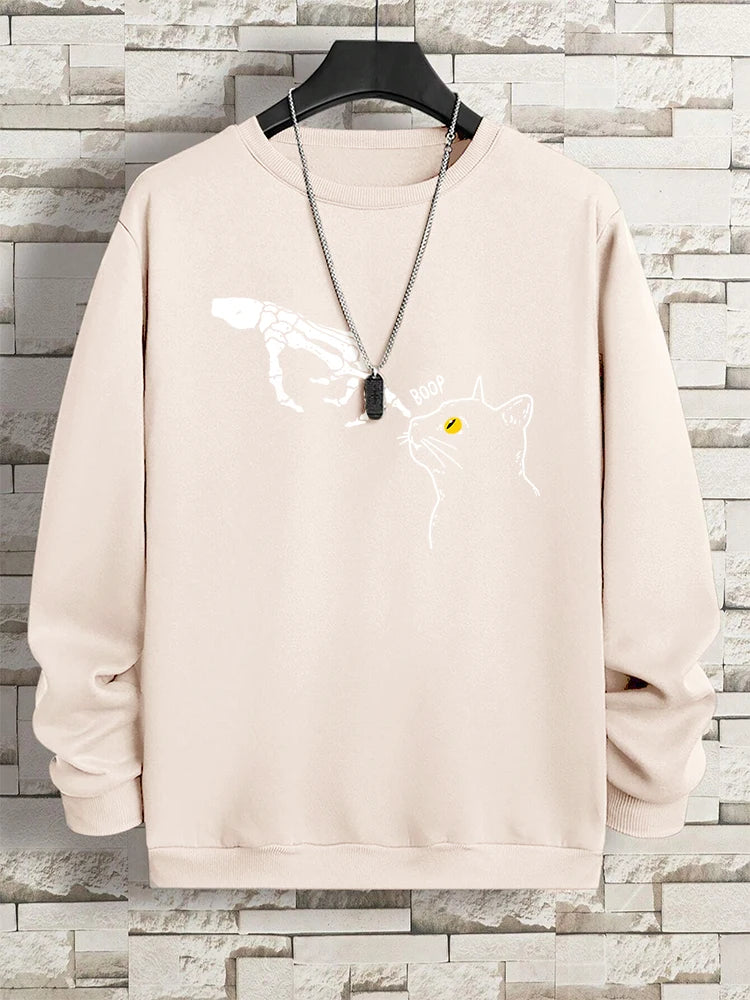 Funny Finger Cat Nose Boop Men Sweatshirt Autumn Fleece Fleece Hoody Hip Hop Soft Casual Oversized Clothing Fashion Hoodies