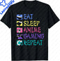 Eat Sleep Anime Gaming Repeat  Anime Manga Custom Printed Graphic T Shirts