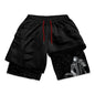 Gym Workout Running 2 in 1 Shorts for Men Stylish 3D Print Compression Shorts wih Pockets Summer Athletic Quick Dry Breathable