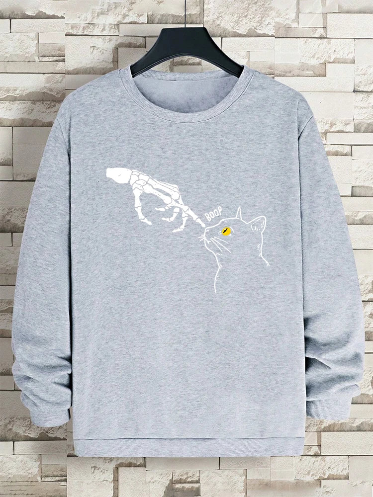 Funny Finger Cat Nose Boop Men Sweatshirt Autumn Fleece Fleece Hoody Hip Hop Soft Casual Oversized Clothing Fashion Hoodies