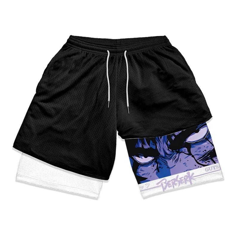 Gym Workout Running 2 in 1 Shorts for Men Stylish 3D Print Compression Shorts wih Pockets Summer Athletic Quick Dry Breathable