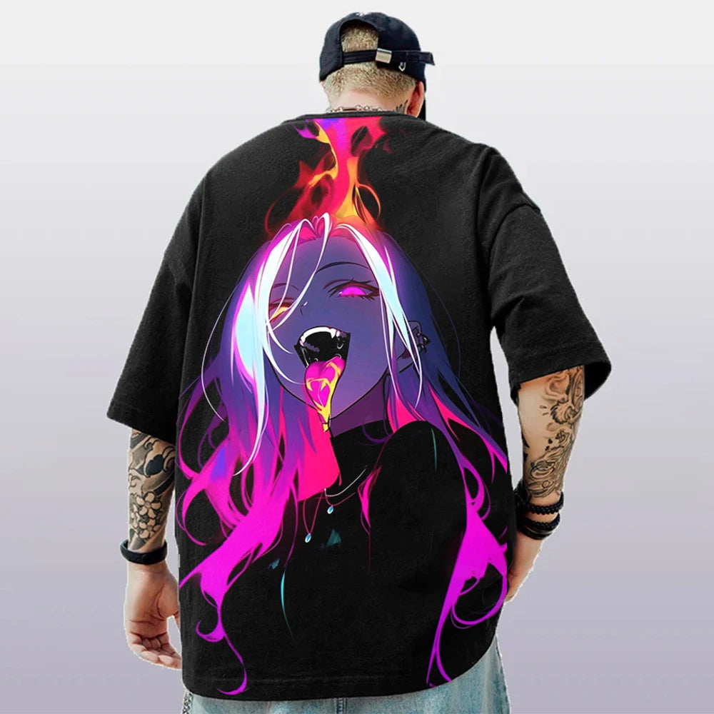 Summer Men's T-Shirt 3d Anime Character Print Short Sleeve T-Shirt For Men Loose Casual Tee Tops Oversized Trendy Male Clothing