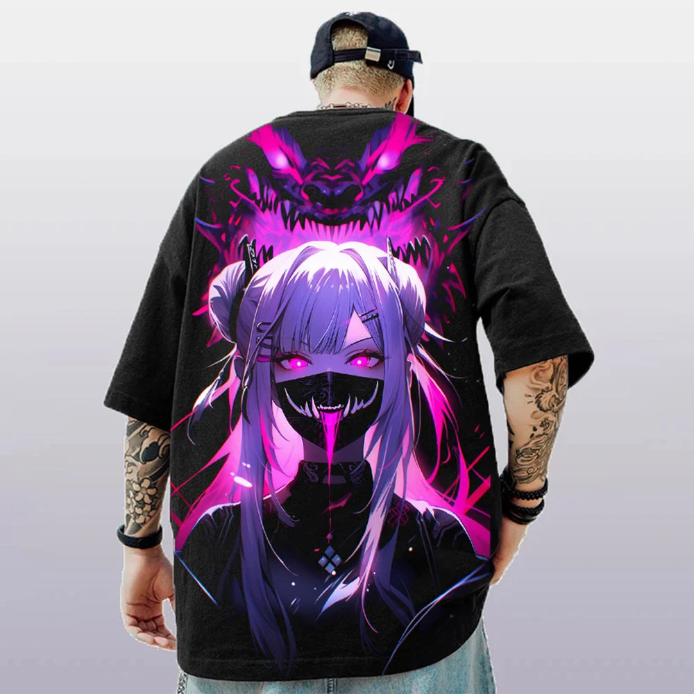 Summer Men's T-Shirt 3d Anime Character Print Short Sleeve T-Shirt For Men Loose Casual Tee Tops Oversized Trendy Male Clothing