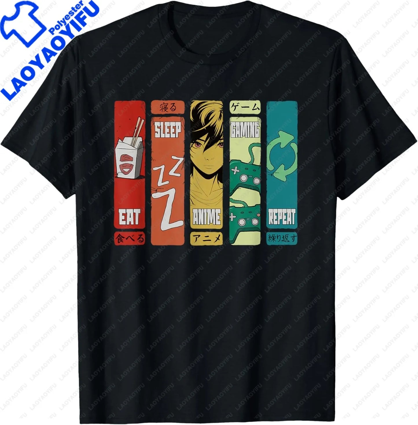 Eat Sleep Anime Gaming Repeat  Anime Manga Custom Printed Graphic T Shirts