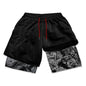 Gym Workout Running 2 in 1 Shorts for Men Stylish 3D Print Compression Shorts wih Pockets Summer Athletic Quick Dry Breathable