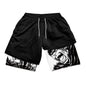 Gym Workout Running 2 in 1 Shorts for Men Stylish 3D Print Compression Shorts wih Pockets Summer Athletic Quick Dry Breathable