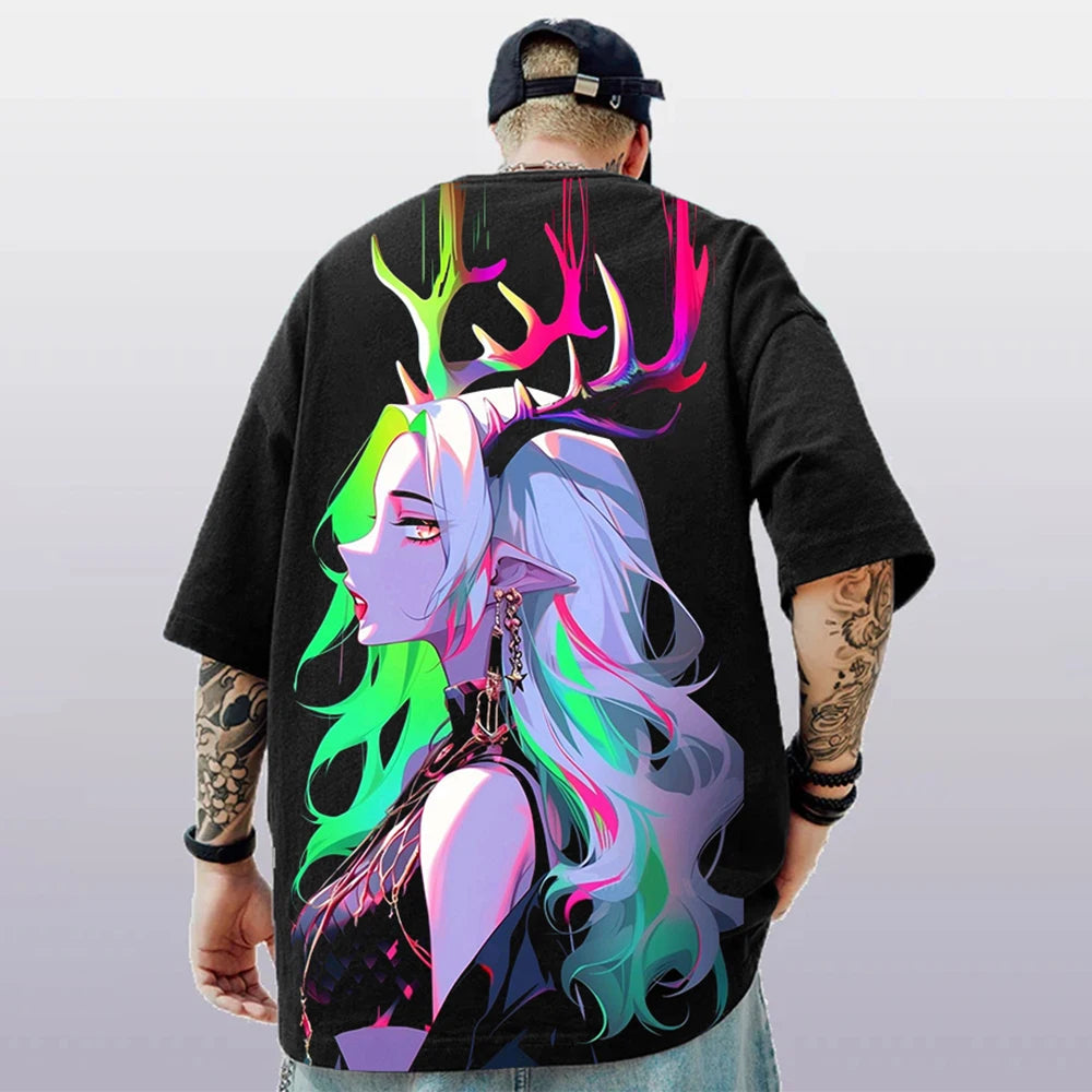 Summer Men's T-Shirt 3d Anime Character Print Short Sleeve T-Shirt For Men Loose Casual Tee Tops Oversized Trendy Male Clothing