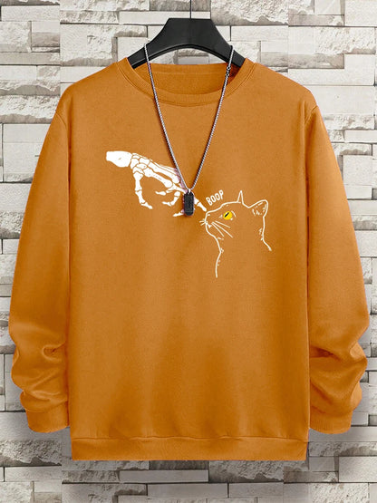 Funny Finger Cat Nose Boop Men Sweatshirt Autumn Fleece Fleece Hoody Hip Hop Soft Casual Oversized Clothing Fashion Hoodies