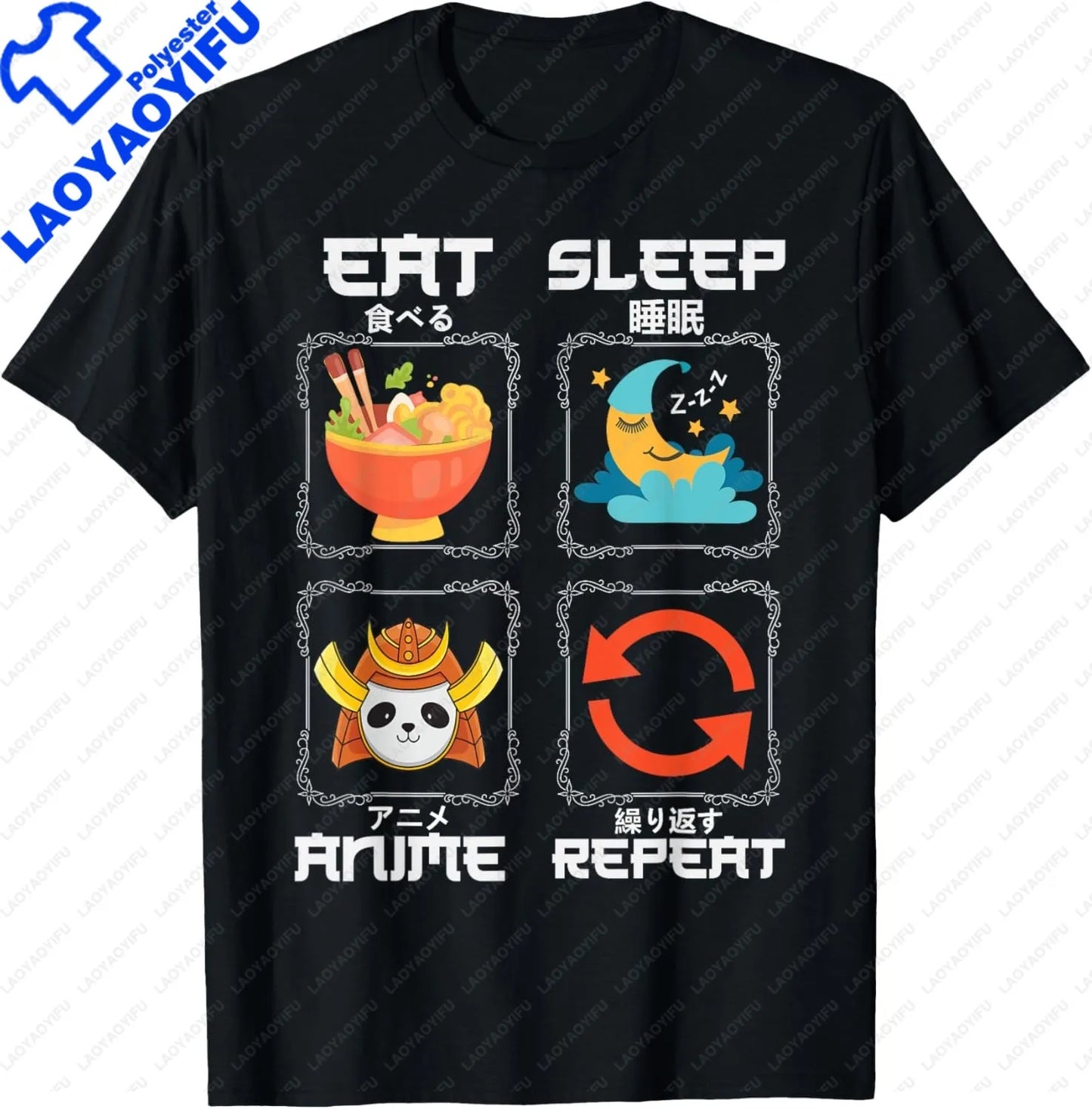 Eat Sleep Anime Gaming Repeat  Anime Manga Custom Printed Graphic T Shirts