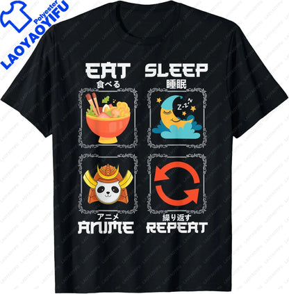 Eat Sleep Anime Gaming Repeat  Anime Manga Custom Printed Graphic T Shirts