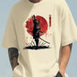 2026 Men's Spring and Summer Cotton Fashion Casual Japanese Samurai Print Round Neck Short Sleeve T-Shirt