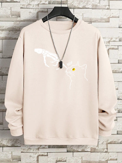 Funny Finger Cat Nose Boop Men Sweatshirt Autumn Fleece Fleece Hoody Hip Hop Soft Casual Oversized Clothing Fashion Hoodies