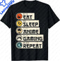 Eat Sleep Anime Gaming Repeat  Anime Manga Custom Printed Graphic T Shirts