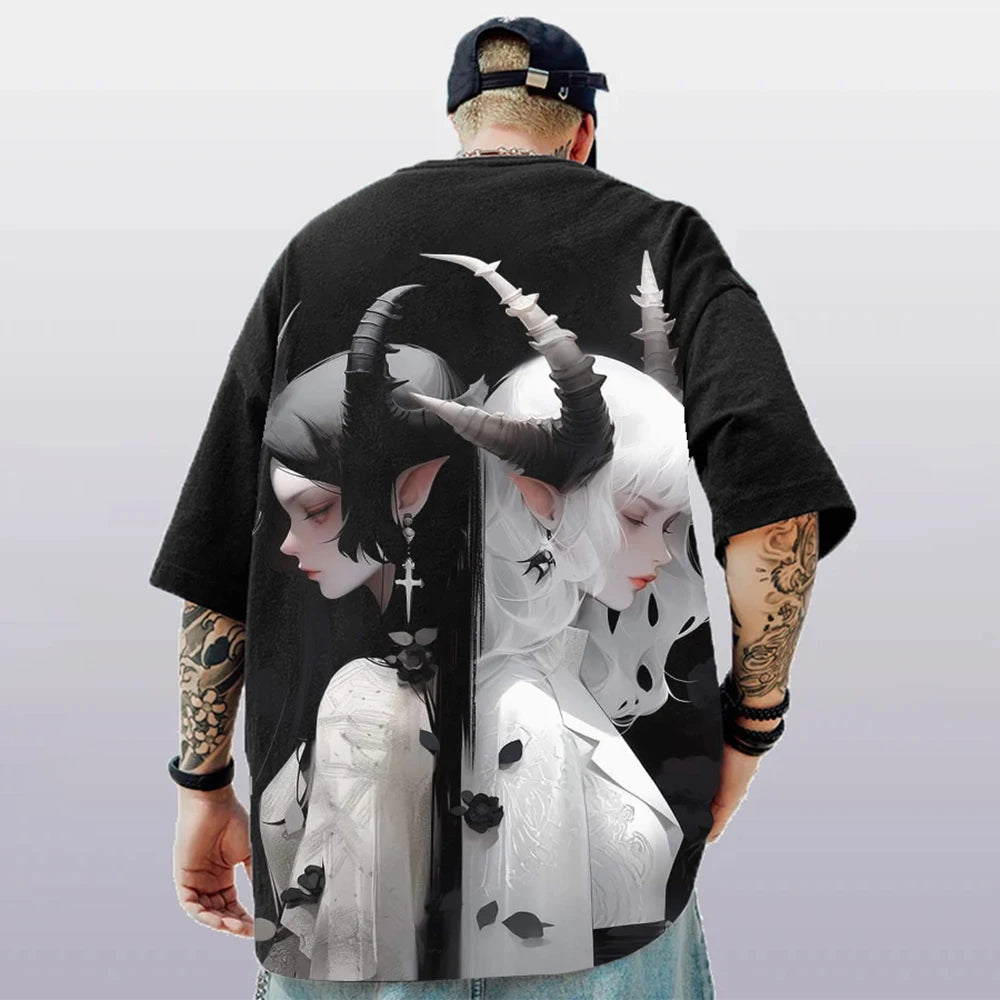 Summer Men's T-Shirt 3d Anime Character Print Short Sleeve T-Shirt For Men Loose Casual Tee Tops Oversized Trendy Male Clothing