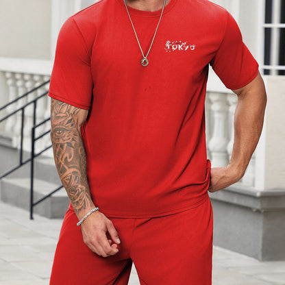 New Men's Japanese Anime Pattern T-shirt  Suitable for Daily Casual Wear Loose Fit Trendy and Versatile 100% Cotton Material