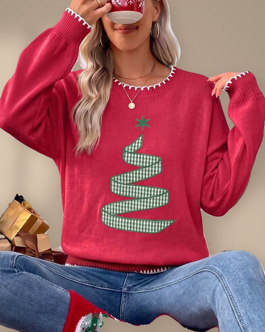 Christmas Tree Sweater in scarlet