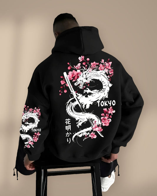 Dragon & Cherry Blossom Hoodie, back print