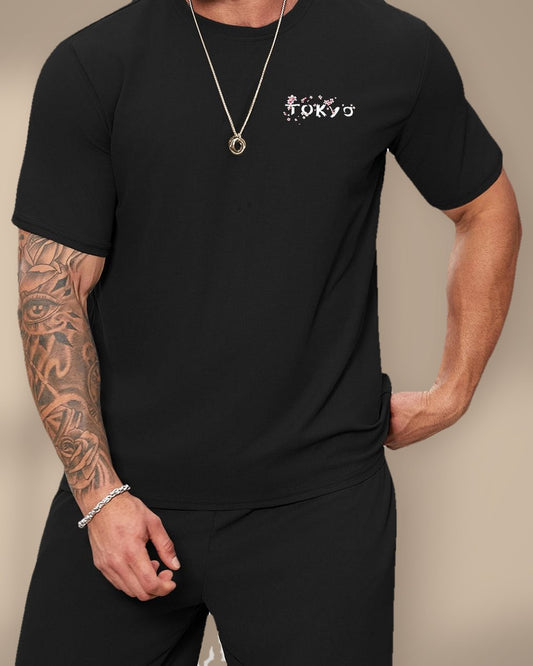 Japanese Print Graphic Tee in black