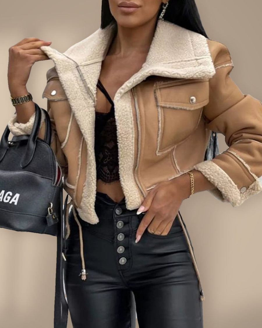 Sherpa Trim Cropped Jacket